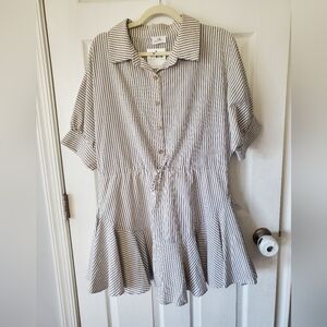 BOBBLES & LACE Sunmer Essence Dress Black Stripe Size Large